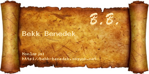 Bekk Benedek névjegykártya